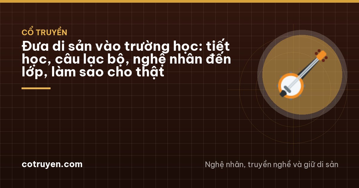 Primary school classroom in Bac Ninh, children seated on a woven mat in a circle, an older woman in a brown tunic seen from behind singing, desks pushed to the walls